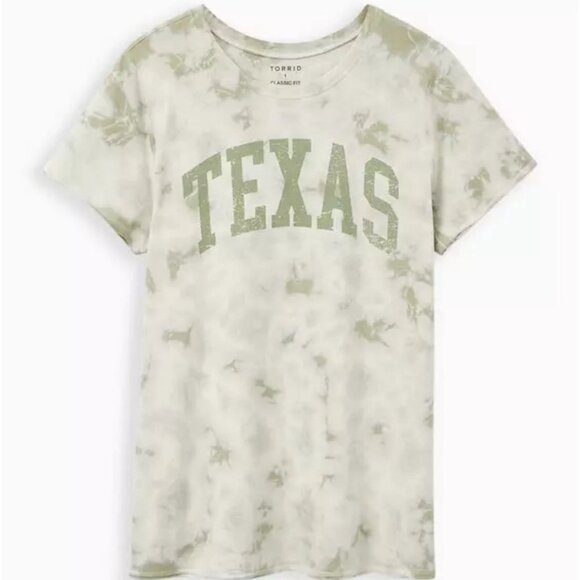 Torrid Size 4 Classic Fit Crew Tee - Texas Graphic - Tie Dye, Jade Green - Picture 1 of 8